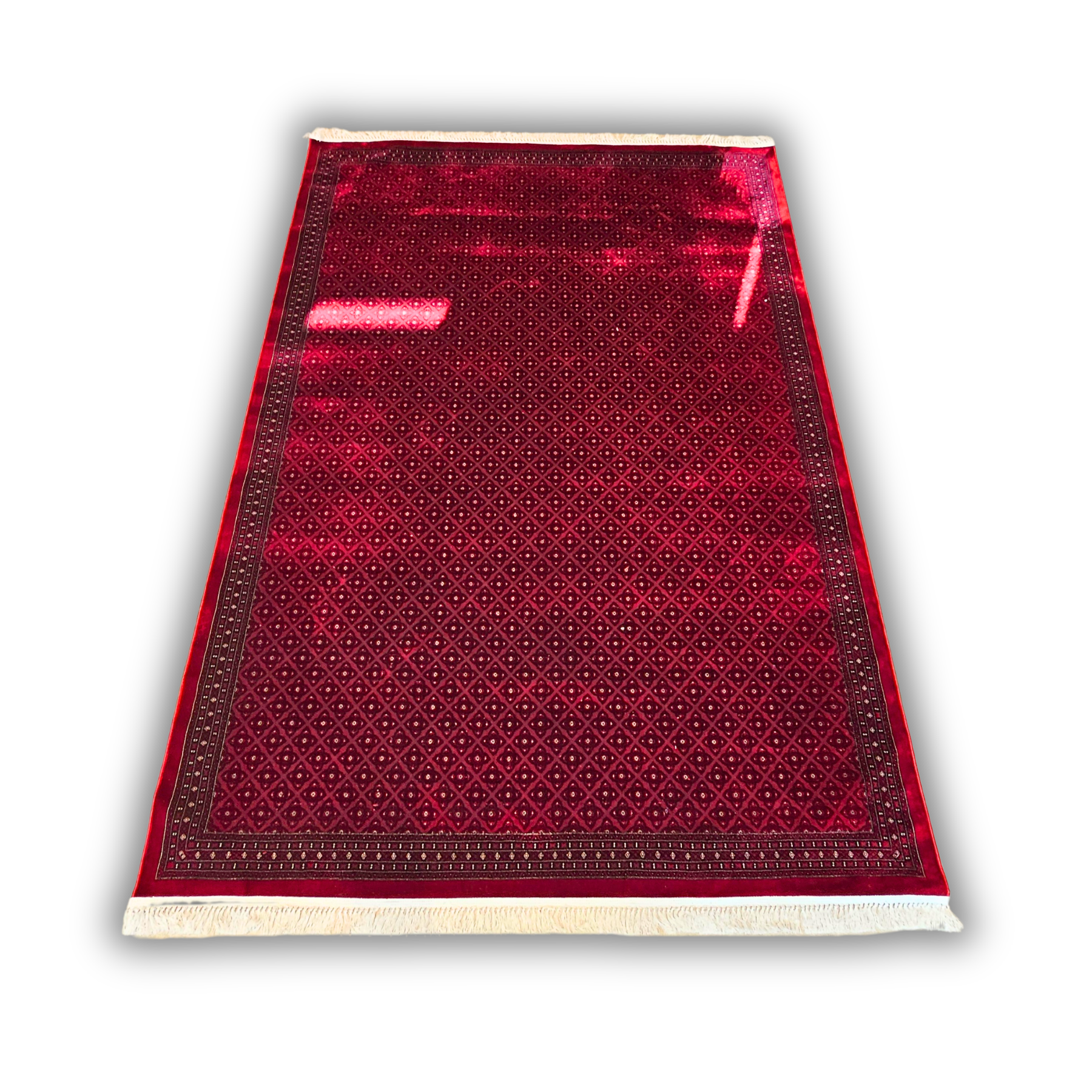 Bordo Afgan Desenli Dokuma Kalın Halı