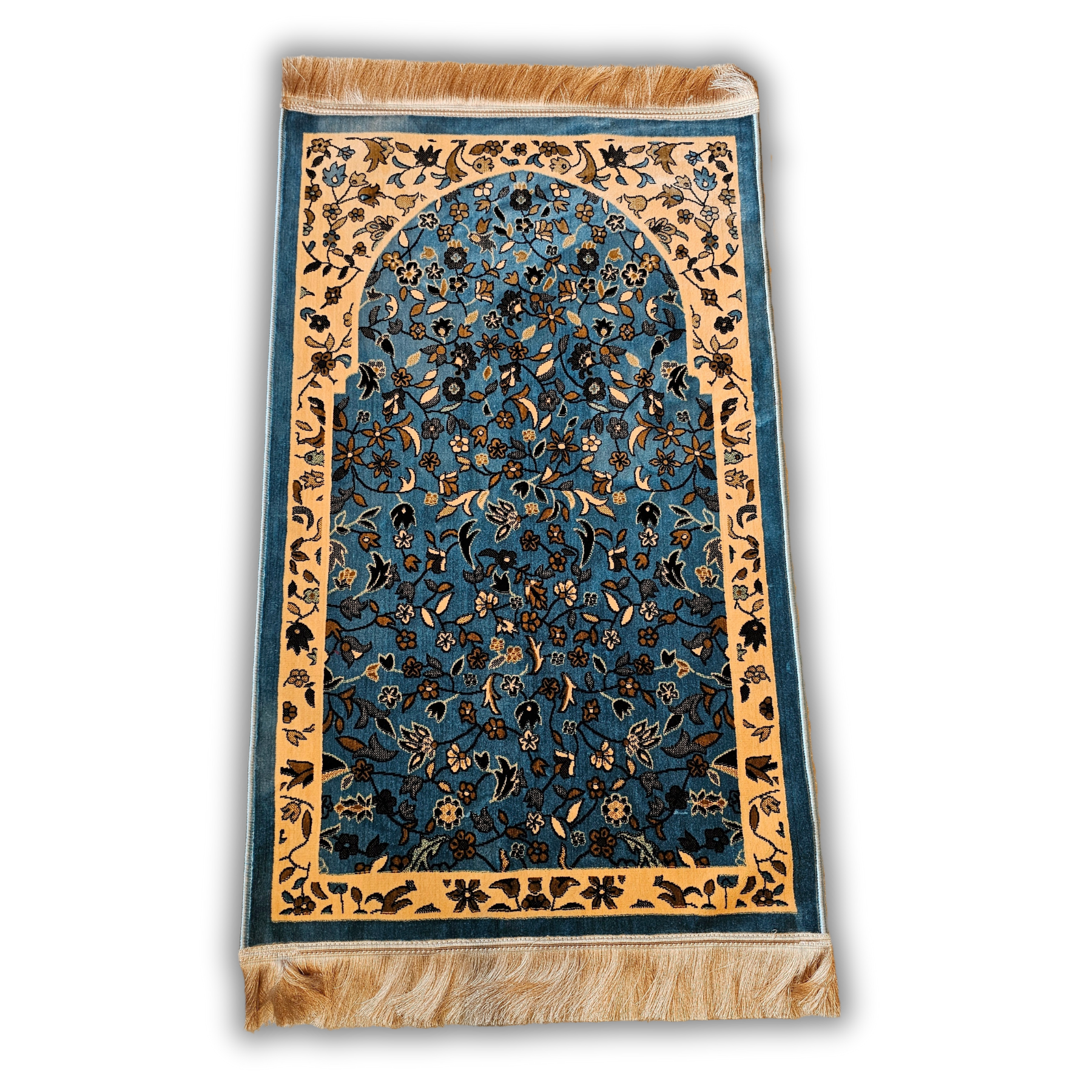 Mavi Ravza Desenli Dokuma Seccade