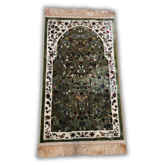 Yeşil Ravza Desenli Dokuma Seccade